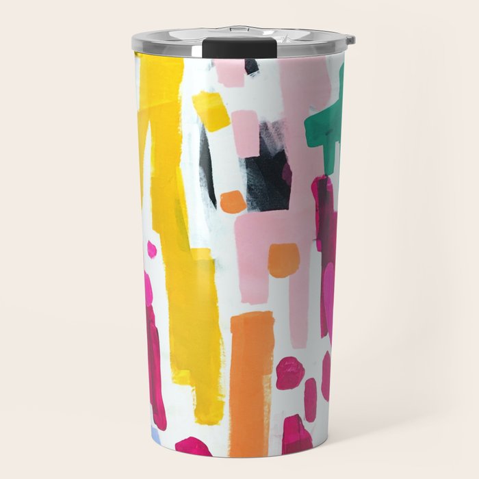 Candy In The Milky Way Galaxy Original Painting by Ejaaz Haniff Acrylic Painting Abstract Art Shapes Pattern Fun Colorful Shapes Travel Mug Gallery Image 1