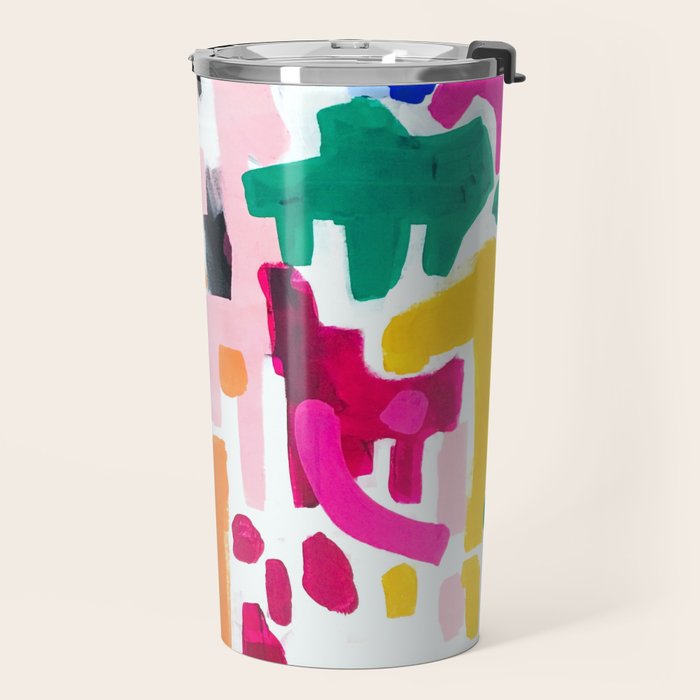 Candy In The Milky Way Galaxy Original Painting by Ejaaz Haniff Acrylic Painting Abstract Art Shapes Pattern Fun Colorful Shapes Travel Mug Gallery Image 2