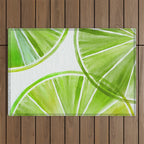 Fresh Lime Citrus Abstract Watercolor Outdoor Rug Gallery Image 1