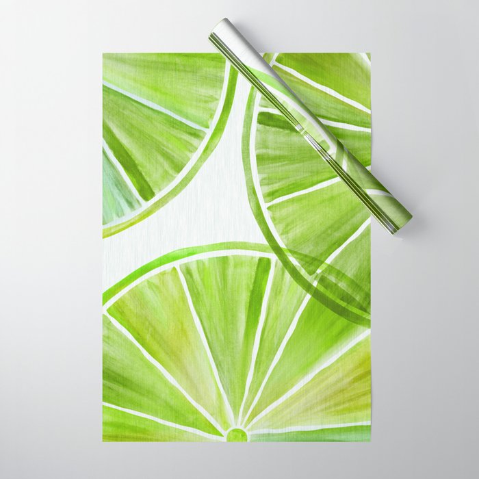 Fresh Lime Citrus Abstract Watercolor Wrapping Paper Gallery Image 1