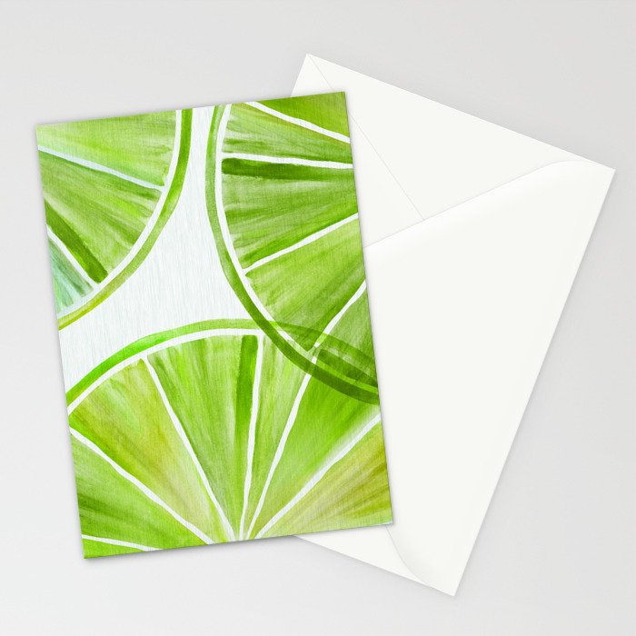 Fresh Lime Citrus Abstract Watercolor Stationery Card Gallery Image 2