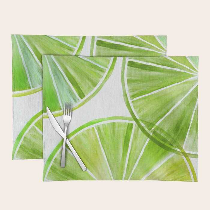Fresh Lime Citrus Abstract Watercolor Placemat Gallery Image 1