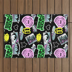 Retro holographic Y2K sticker pattern Outdoor Rug Gallery Image 1
