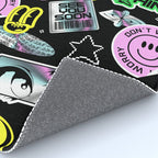 Retro holographic Y2K sticker pattern Rug Gallery Image 4