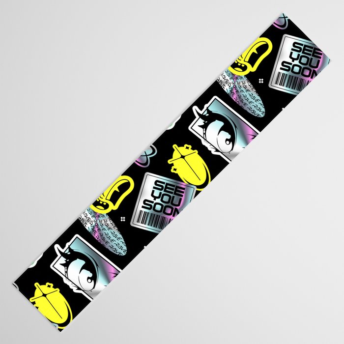 Retro holographic Y2K sticker pattern Table Runner Gallery Image 3