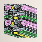 Retro holographic Y2K sticker pattern Wrapping Paper Gallery Image 3