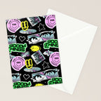 Retro holographic Y2K sticker pattern Stationery Card Gallery Image 2