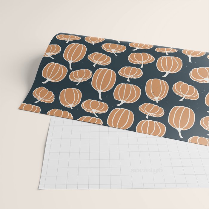 Navy Pumpkins Wrapping Paper Gallery Image 2