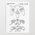 Video Game Controller Patent - Retro Gaming Game Room Art - White Poster Gallery Image 4
