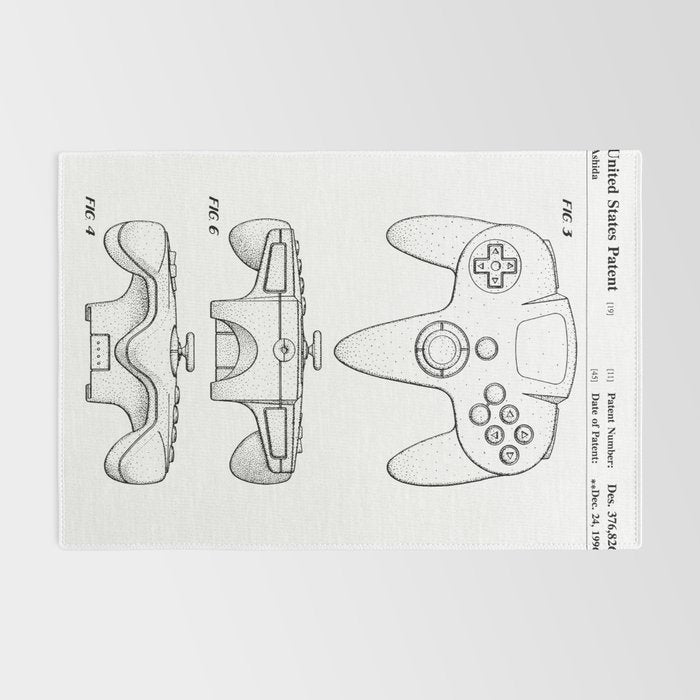 Video Game Controller Patent - Retro Gaming Game Room Art - White Rug Gallery Image 2