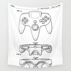 Video Game Controller Patent - Retro Gaming Game Room Art - White Wall Tapestry Gallery Image 4