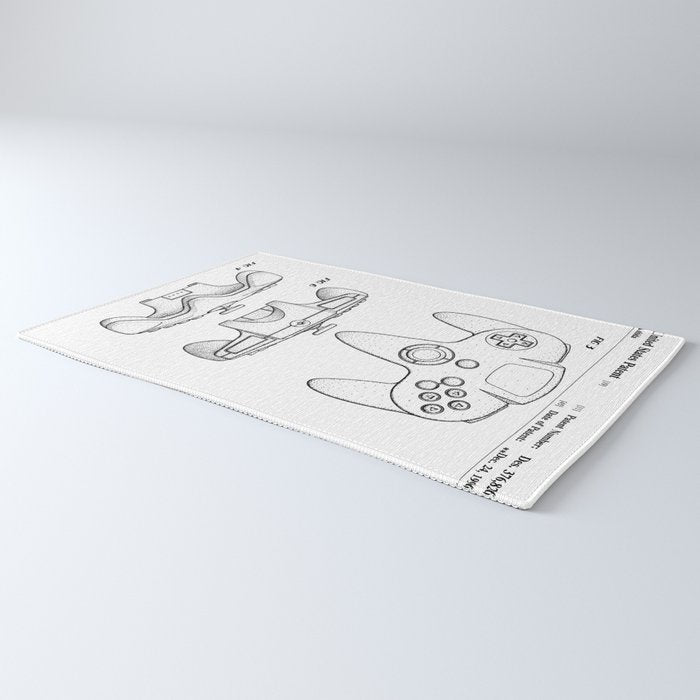 Video Game Controller Patent - Retro Gaming Game Room Art - White Rug Gallery Image 3