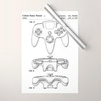 Video Game Controller Patent - Retro Gaming Game Room Art - White Wrapping Paper Gallery Image 1