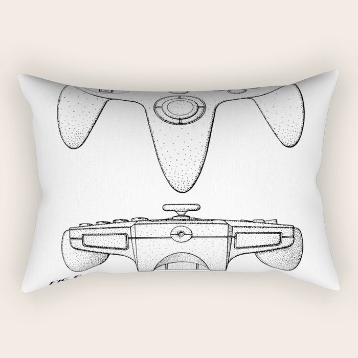 Video Game Controller Patent - Retro Gaming Game Room Art - White Rectangular Pillow Gallery Image 2
