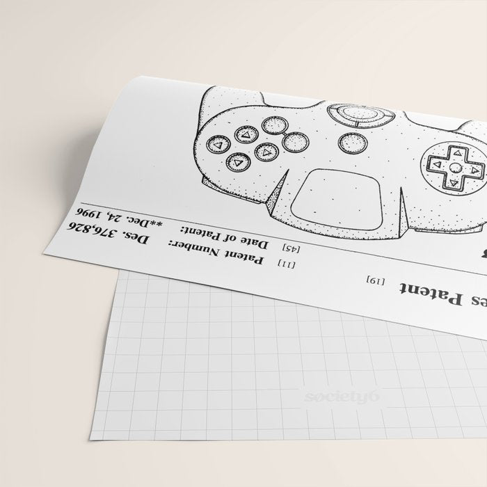 Video Game Controller Patent - Retro Gaming Game Room Art - White Wrapping Paper Gallery Image 2