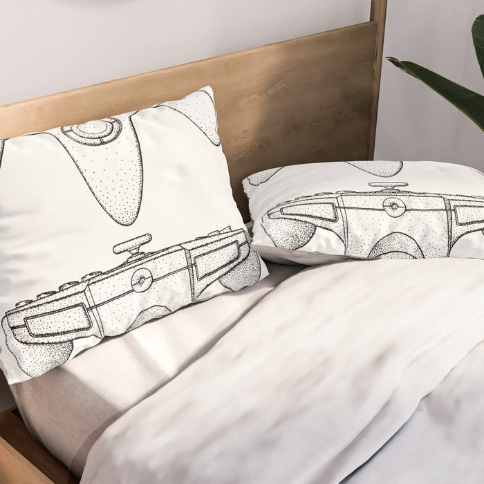 Video Game Controller Patent - Retro Gaming Game Room Art - White Pillow Sham Gallery Image 2