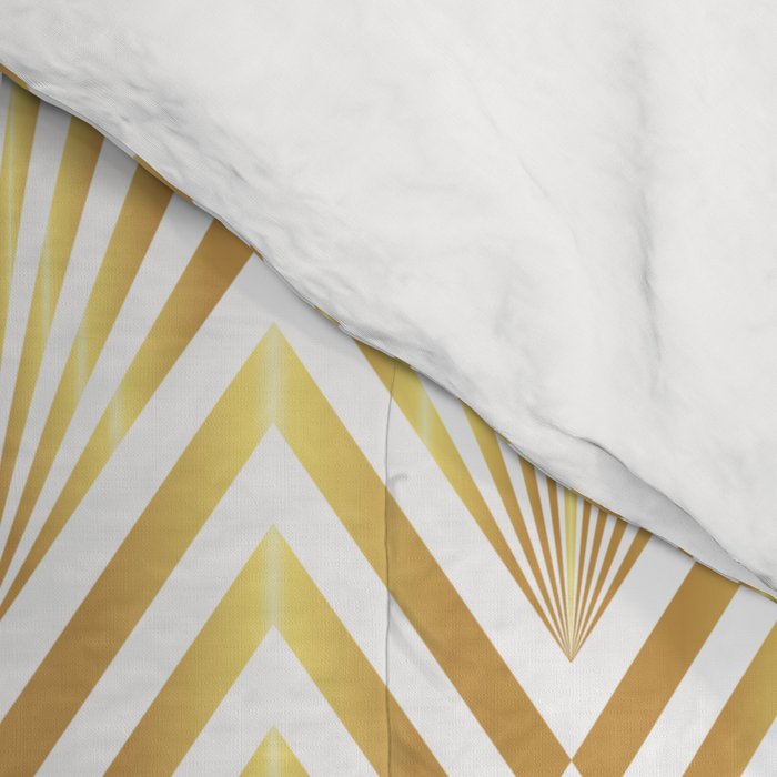 Gold art deco diamonds on white Comforter Gallery Image 4