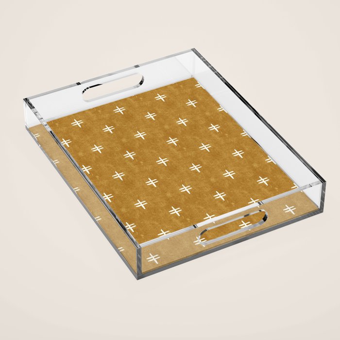double cross on mustard  Acrylic Tray Gallery Image 1