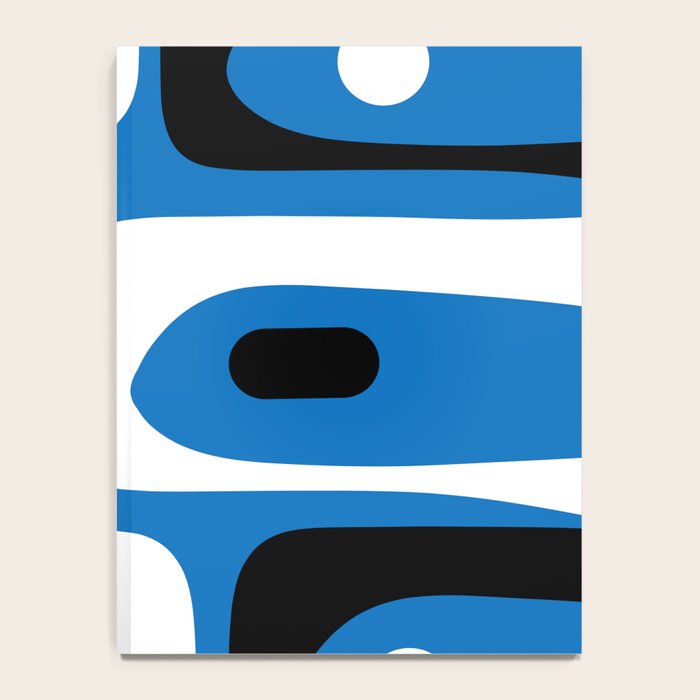 Mid Century Modern Abstract Retro Piquet Minimalist Pattern Blue Black White Notebook Gallery Image 4