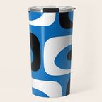 Mid Century Modern Abstract Retro Piquet Minimalist Pattern Blue Black White Travel Mug Gallery Image 1