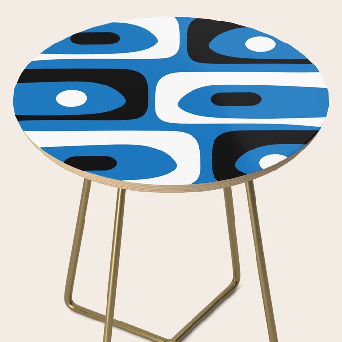 Mid Century Modern Abstract Retro Piquet Minimalist Pattern Blue Black White Side Table Gallery Image 2