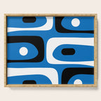 Mid Century Modern Abstract Retro Piquet Minimalist Pattern Blue Black White Serving Tray Gallery Image 1