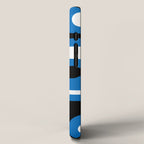 Mid Century Modern Abstract Retro Piquet Minimalist Pattern Blue Black White iPhone Case Gallery Image 2
