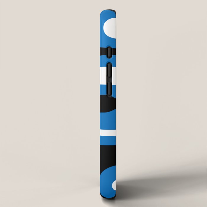 Mid Century Modern Abstract Retro Piquet Minimalist Pattern Blue Black White iPhone Case Gallery Image 2