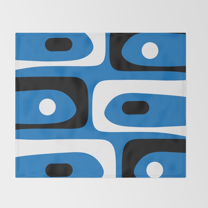 Mid Century Modern Abstract Retro Piquet Minimalist Pattern Blue Black White Throw Blanket Gallery Image 2