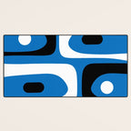 Mid Century Modern Abstract Retro Piquet Minimalist Pattern Blue Black White Desk Mat Gallery Image 3