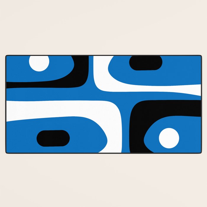 Mid Century Modern Abstract Retro Piquet Minimalist Pattern Blue Black White Desk Mat Gallery Image 3