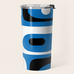 Mid Century Modern Abstract Retro Piquet Minimalist Pattern Blue Black White Travel Mug Gallery Image 2