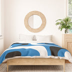 Mid Century Modern Abstract Retro Piquet Minimalist Pattern Blue Black White Duvet Cover Gallery Image 3