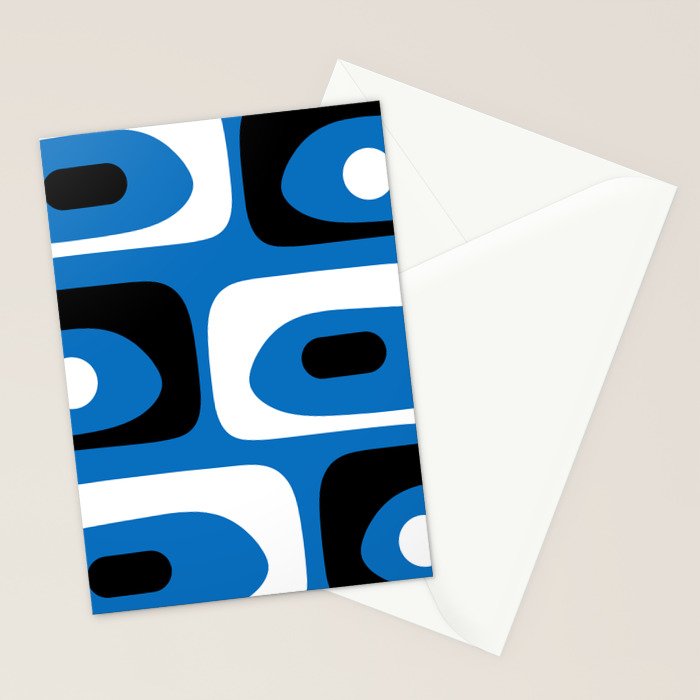 Mid Century Modern Abstract Retro Piquet Minimalist Pattern Blue Black White Stationery Card Gallery Image 2