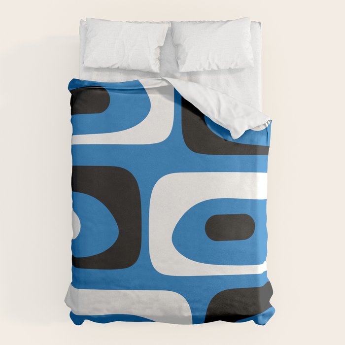 Mid Century Modern Abstract Retro Piquet Minimalist Pattern Blue Black White Duvet Cover Gallery Image 6