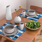 Mid Century Modern Abstract Retro Piquet Minimalist Pattern Blue Black White Placemat Gallery Image 2