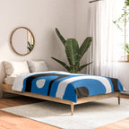 Mid Century Modern Abstract Retro Piquet Minimalist Pattern Blue Black White Comforter Gallery Image 2