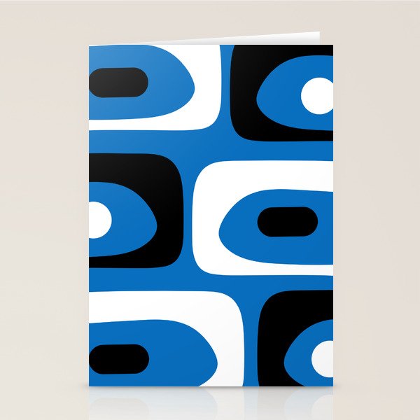 Mid Century Modern Abstract Retro Piquet Minimalist Pattern Blue Black White Stationery Card Gallery Image 2