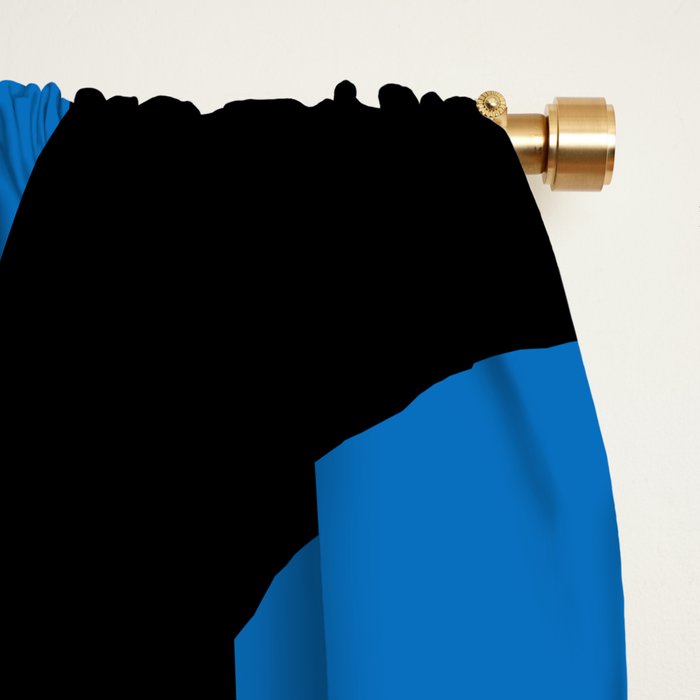 Mid Century Modern Abstract Retro Piquet Minimalist Pattern Blue Black White Window Curtain Gallery Image 2