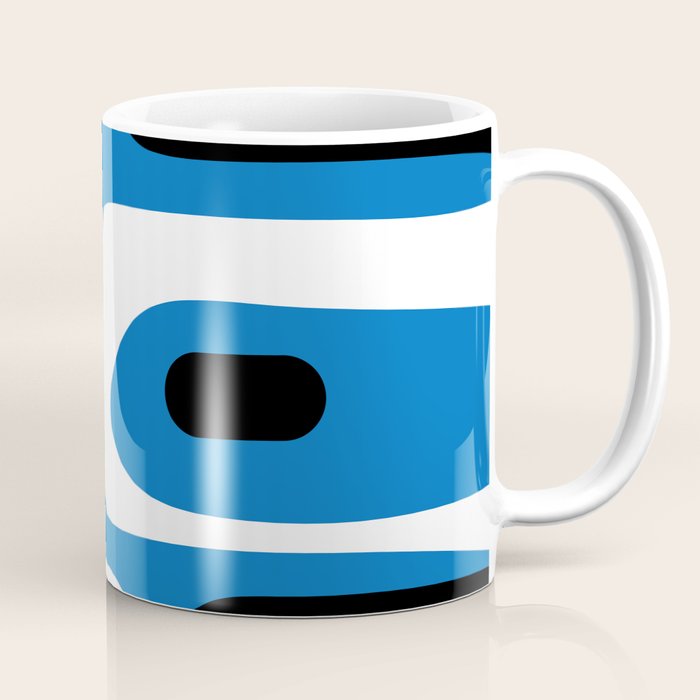 Mid Century Modern Abstract Retro Piquet Minimalist Pattern Blue Black White Coffee Mug Gallery Image 1