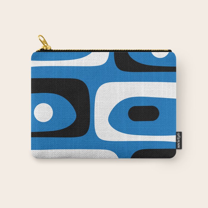 Mid Century Modern Abstract Retro Piquet Minimalist Pattern Blue Black White Carry All Pouch Gallery Image 1