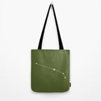 Aries Zodiac Star Constellation Line Art Olive Green Tote Bag Gallery Image 2