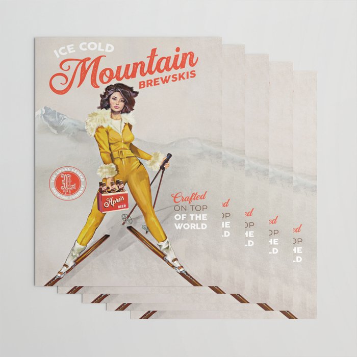 Ski Bunny Beer Pinup Wrapping Paper Gallery Image 3