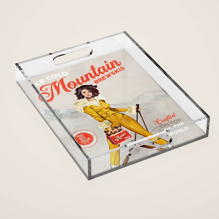 Ski Bunny Beer Pinup Acrylic Tray Gallery Image 1