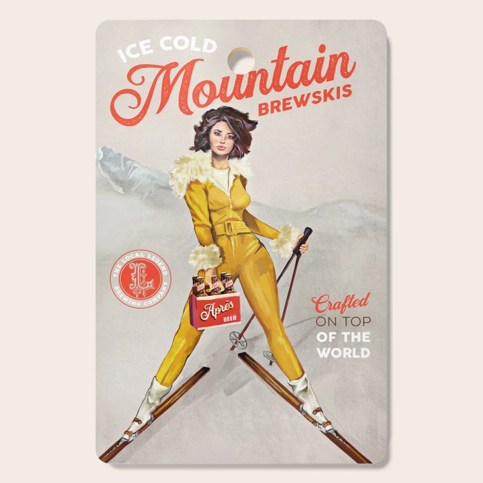Ski Bunny Beer Pinup Cutting Board Gallery Image 1