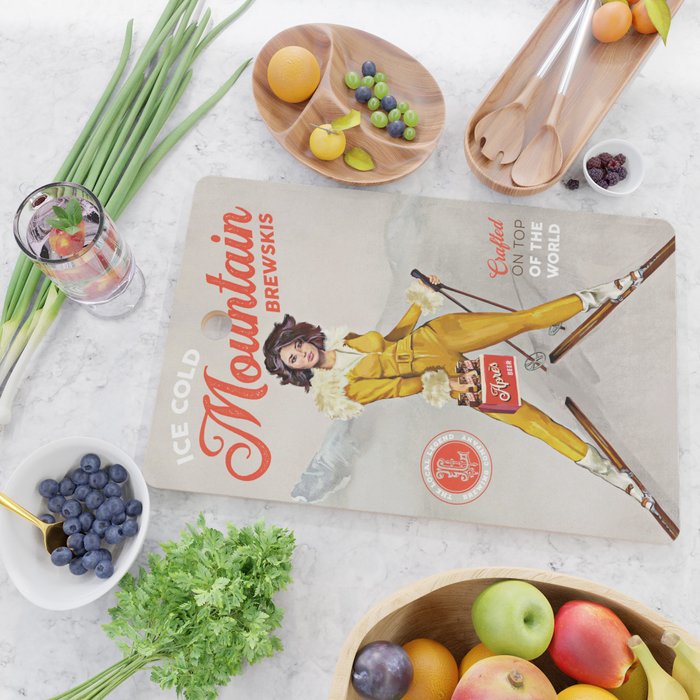 Ski Bunny Beer Pinup Cutting Board Gallery Image 2