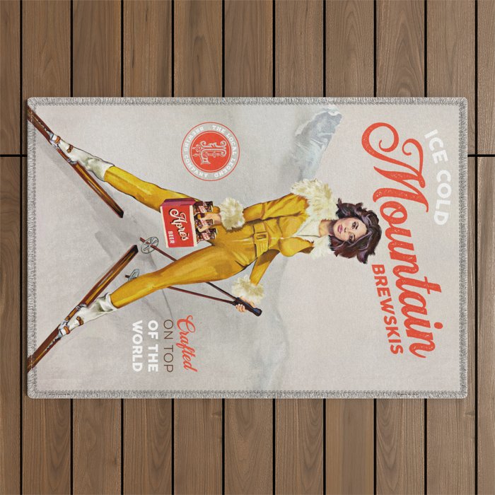 Ski Bunny Beer Pinup Outdoor Rug Gallery Image 1