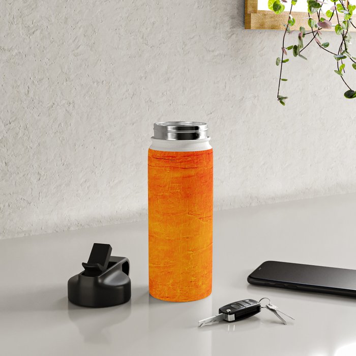 Orange Sunset Textured Acrylic Painting Water Bottle Gallery Image 4