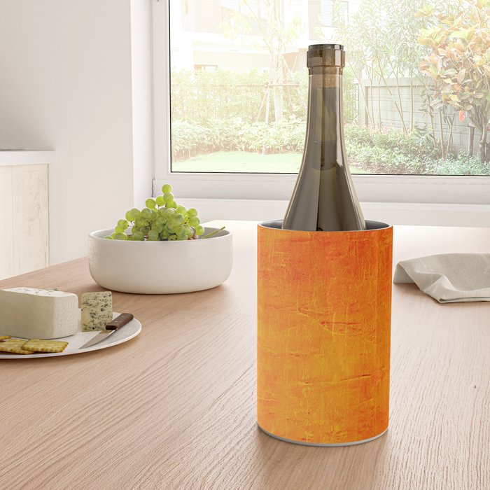 Orange Sunset Textured Acrylic Painting Wine Chiller Gallery Image 4