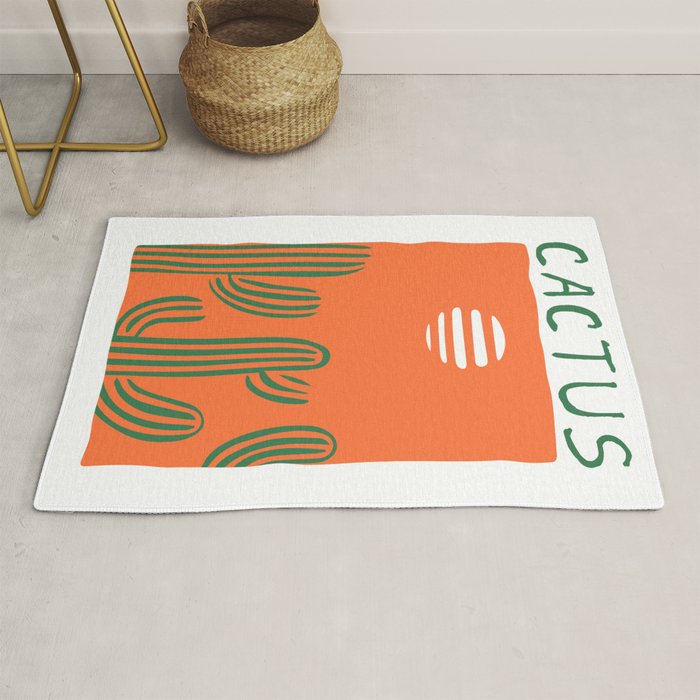 Hand drawn cactus plant doodle art Rug Gallery Image 1